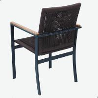 Jogo De Mesa Ripada 1,00m 4 Poltronas Amélia Corda Náutica Para Jantar Jardim Piscina Marrom - 3