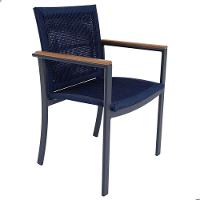 Jogo De Mesa Ripada 1,00m 4 Poltronas Amélia Corda Náutica Para Jantar Jardim Piscina Azul - 2