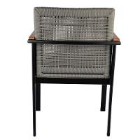 Jogo De Mesa 1,30m Zurick Madeira 4 Poltronas Corda Náutica Jantar Cinza - 2