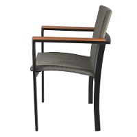 Jogo De Mesa 1,30m Zurick Madeira 4 Poltronas Corda Náutica Jantar Cinza