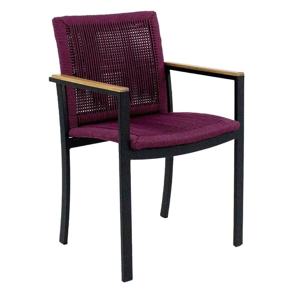 Jogo De Mesa Ripada 1,00m 4 Poltronas Amélia Corda Náutica Para Jantar Jardim Piscina Vinho - 2