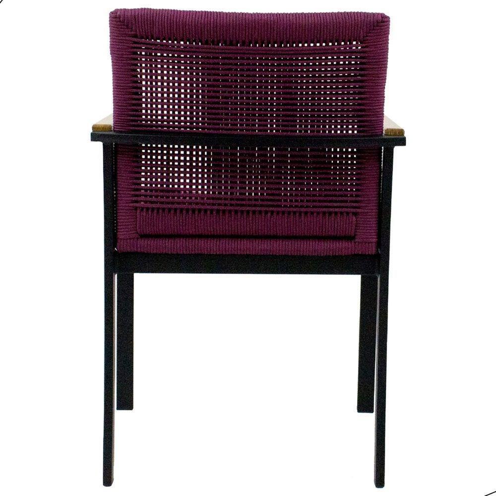 Jogo De Mesa Ripada 1,00m 4 Poltronas Amélia Corda Náutica Para Jantar Jardim Piscina Vinho - 3