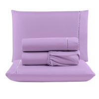 Kit Com 4 Jogos Cama Lençol Casal Padrão Micro Percal 400 Fios Ponto Palito 4 Peças Lilás + Cinza - 3