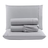 Kit Com 4 Jogos Cama Lençol Casal Padrão Micro Percal 400 Fios Ponto Palito 4 Peças Lilás + Cinza - 5