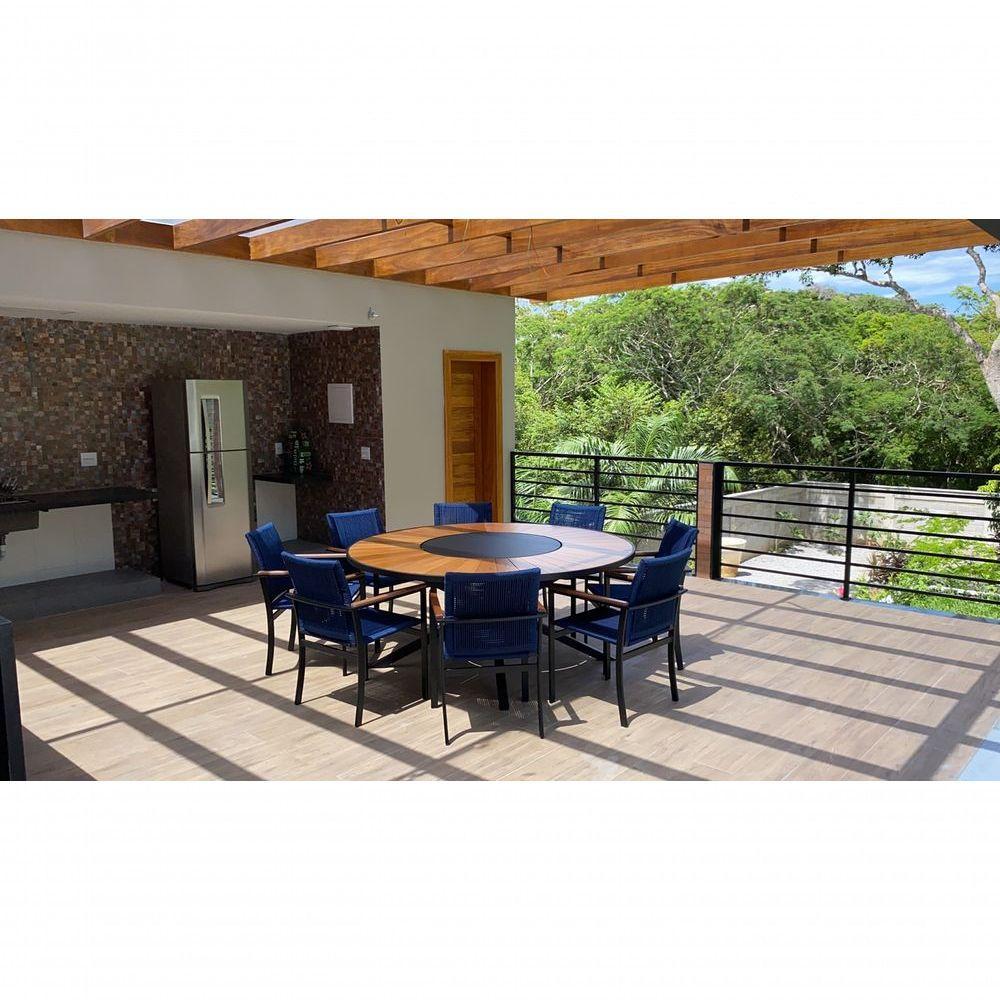 Mesa 1,50m Giratória Zurick De Madeira 6 Poltronas Amélia Corda Náutica De Jantar Azul - 4