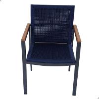 Mesa 1,50m Giratória Zurick De Madeira 6 Poltronas Amélia Corda Náutica De Jantar Azul - 7