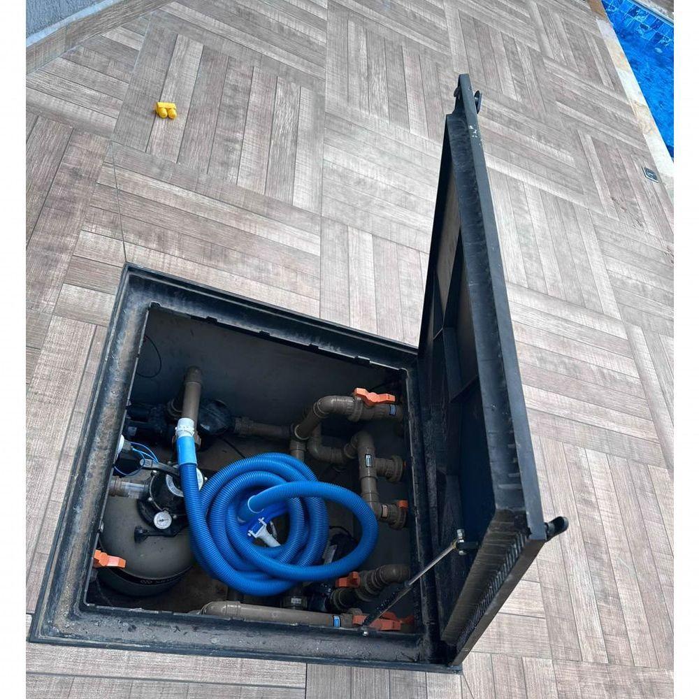 Tampa De Piscina Para Casa De Maquina Com Grelha Invisível 80x80cm Preto - 8