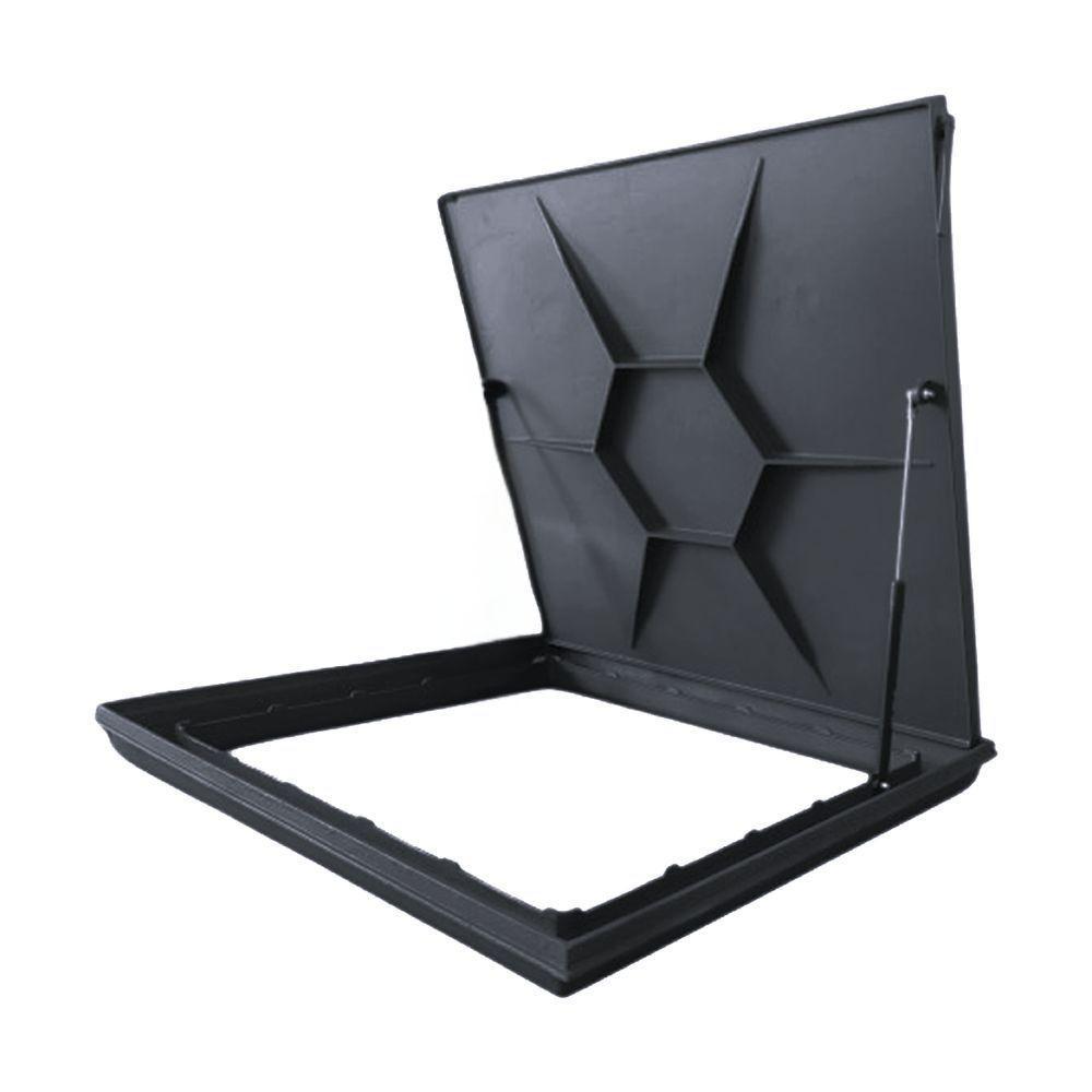 Tampão Tampa Casa De Maquina 80x80 Com Rebaixo Para Piso Aluminio Preto - 1