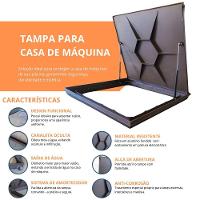 Tampão Tampa Casa De Maquina 80x80 Com Rebaixo Para Piso Aluminio Preto