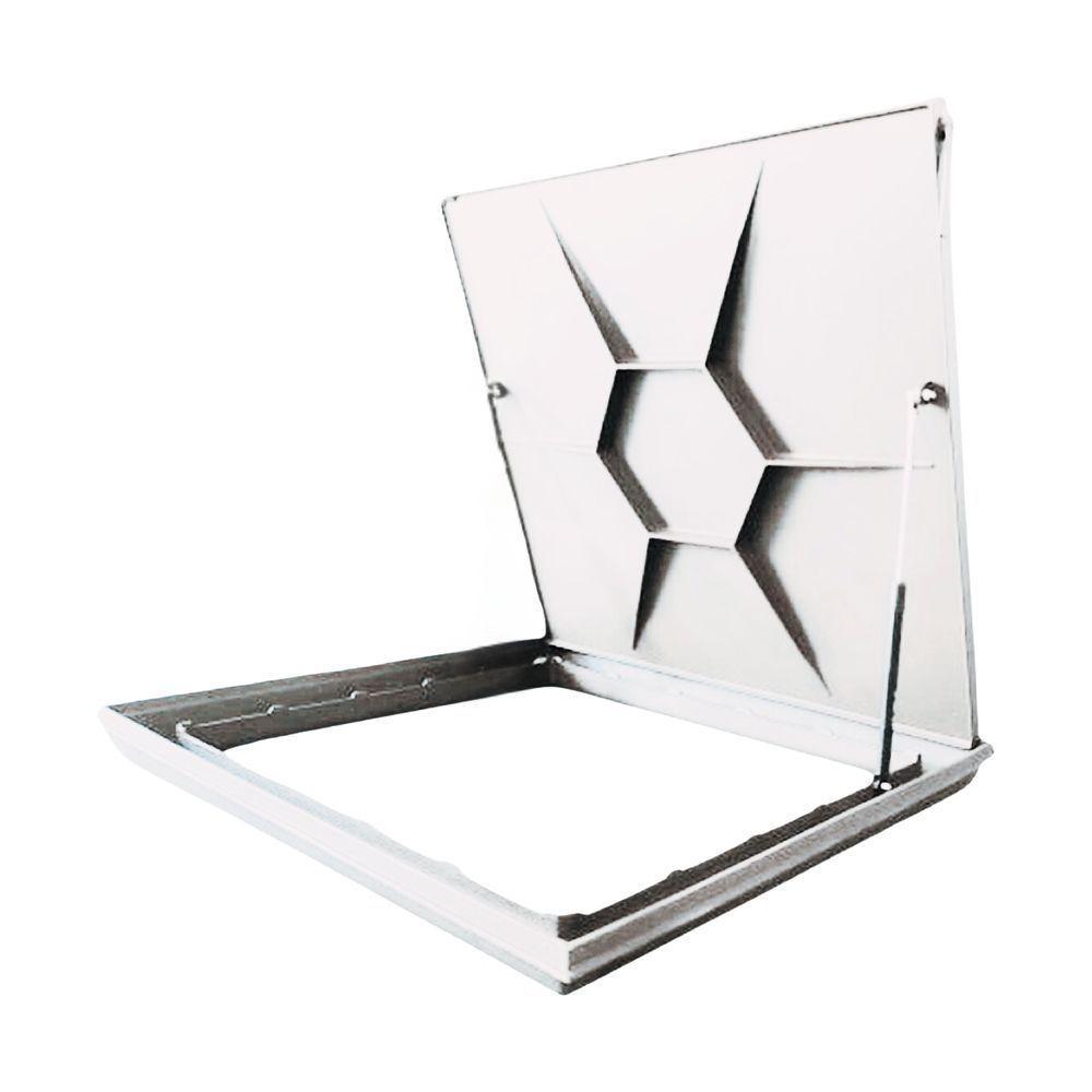 Tampão Tampa Casa Máquinas Piscina 80x80 Com Amortecedor Canaleta Invisível Branco - 1