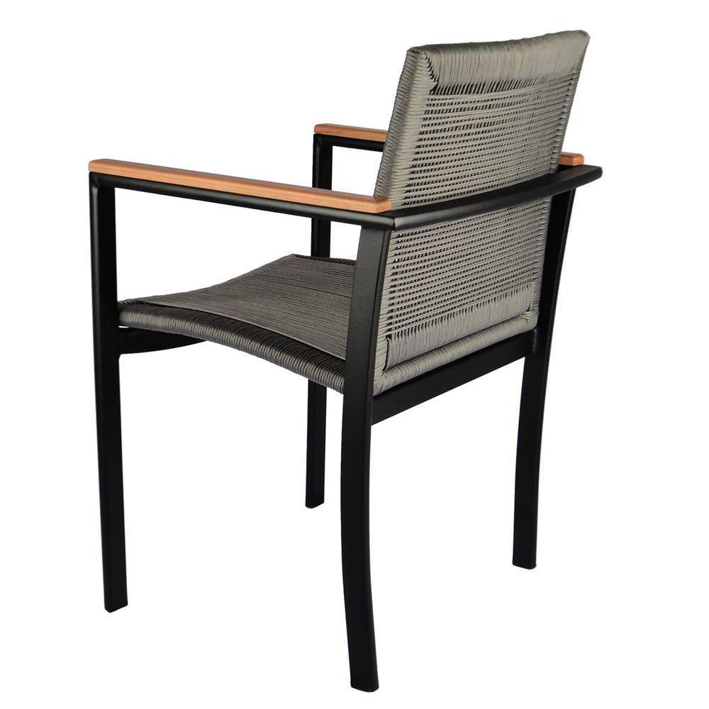 Mesa 1,50m Giratória Zurick De Madeira 6 Poltronas Amélia Corda Náutica De Jantar Cinza - 5