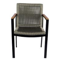 Mesa 1,50m Giratória Zurick De Madeira 6 Poltronas Amélia Corda Náutica De Jantar Cinza - 7