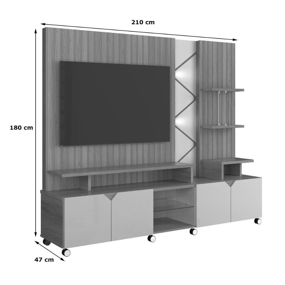 Home Belfast Frisado Painel Para Tvs Até 55'' 4 Portas Jequitiba-off White Perolizado - 6
