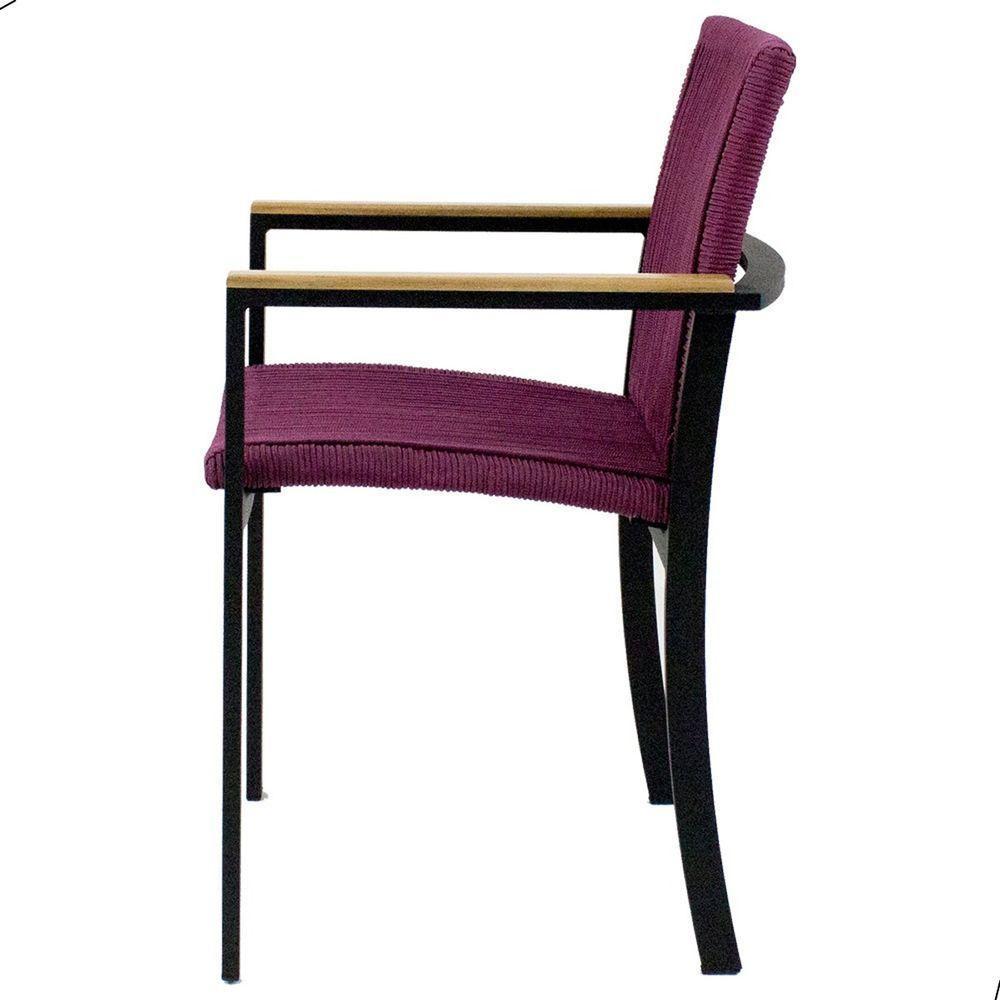 Mesa 1,50m Giratória Zurick De Madeira 6 Poltronas Amélia Corda Náutica De Jantar Vinho - 6