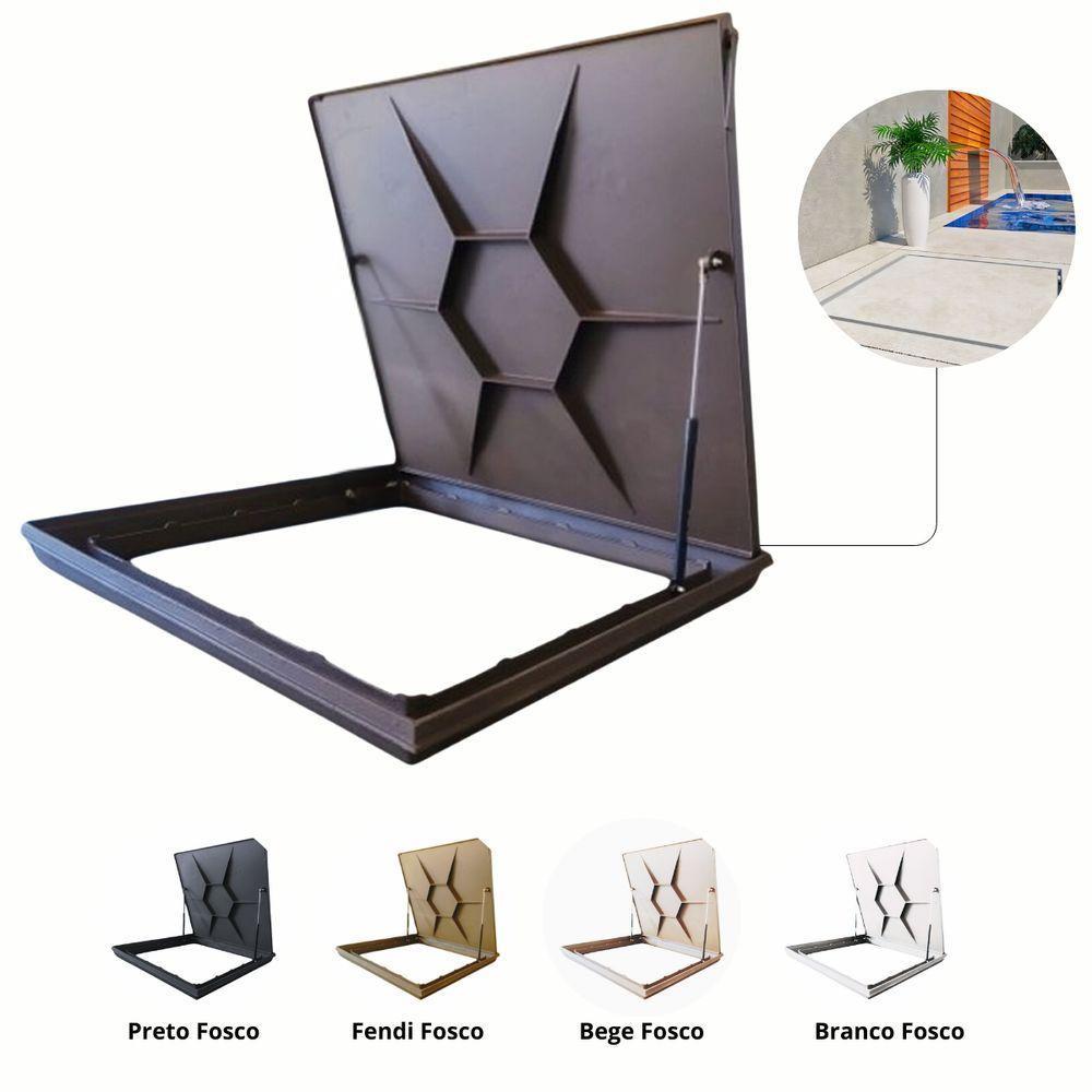 Tampão Tampa Casa De Maquina 80x80 Com Rebaixo Para Piso Aluminio Bege Escuro - 5