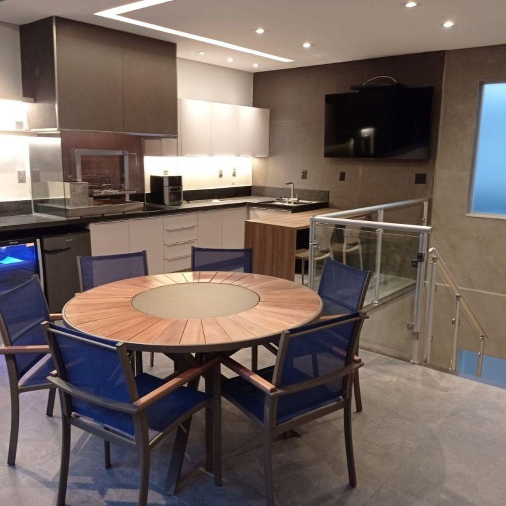 Jogo De Mesa Jantar 1,50m Zurick Madeira Pétalas 6 Cadeiras Amélia Tela Sling E Alumínio Azul - 2