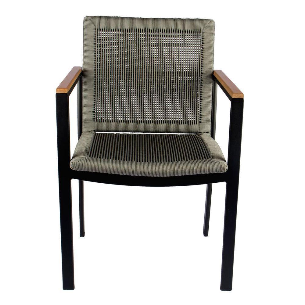 Jogo De Mesa Ripada 1,00m 4 Poltronas Amélia Corda Náutica Para Jantar Jardim Piscina Cinza - 7