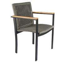 Jogo De Mesa Ripada 1,00m 4 Poltronas Amélia Corda Náutica Para Jantar Jardim Piscina Cinza - 2