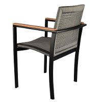 Jogo De Mesa Ripada 1,00m 4 Poltronas Amélia Corda Náutica Para Jantar Jardim Piscina Cinza - 3