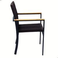 Jogo De Mesa 1,30m Zurick Madeira 4 Poltronas Corda Náutica Jantar Preto - 5