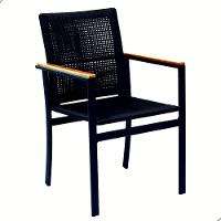 Jogo De Mesa 1,30m Zurick Madeira 4 Poltronas Corda Náutica Jantar Preto - 6