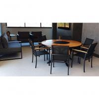 Jogo De Mesa Jantar 1,50m Zurick Madeira Pétalas 6 Cadeiras Amélia Tela Sling E Alumínio Preto - 2