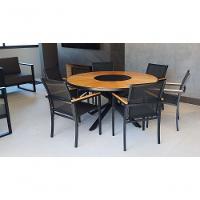 Jogo De Mesa Jantar 1,50m Zurick Madeira Pétalas 6 Cadeiras Amélia Tela Sling E Alumínio Preto - 5