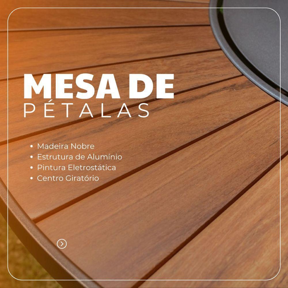 Jogo De Mesa Jantar 1,50m Zurick Madeira Pétalas 6 Cadeiras Amélia Tela Sling E Alumínio Branco - 2