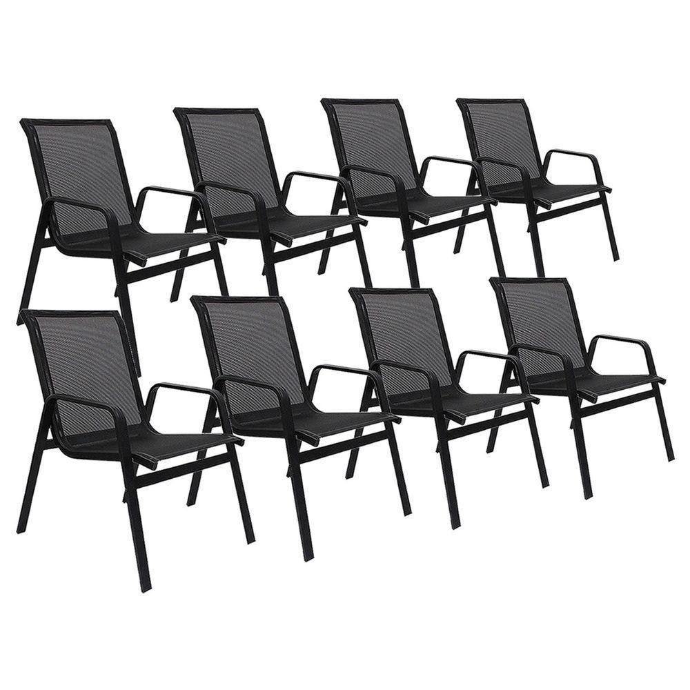 Kit Piscina Mesa Giratória 1,60m + 8 Cadeiras E Espreguiçadeiras área Externa Preto - 3