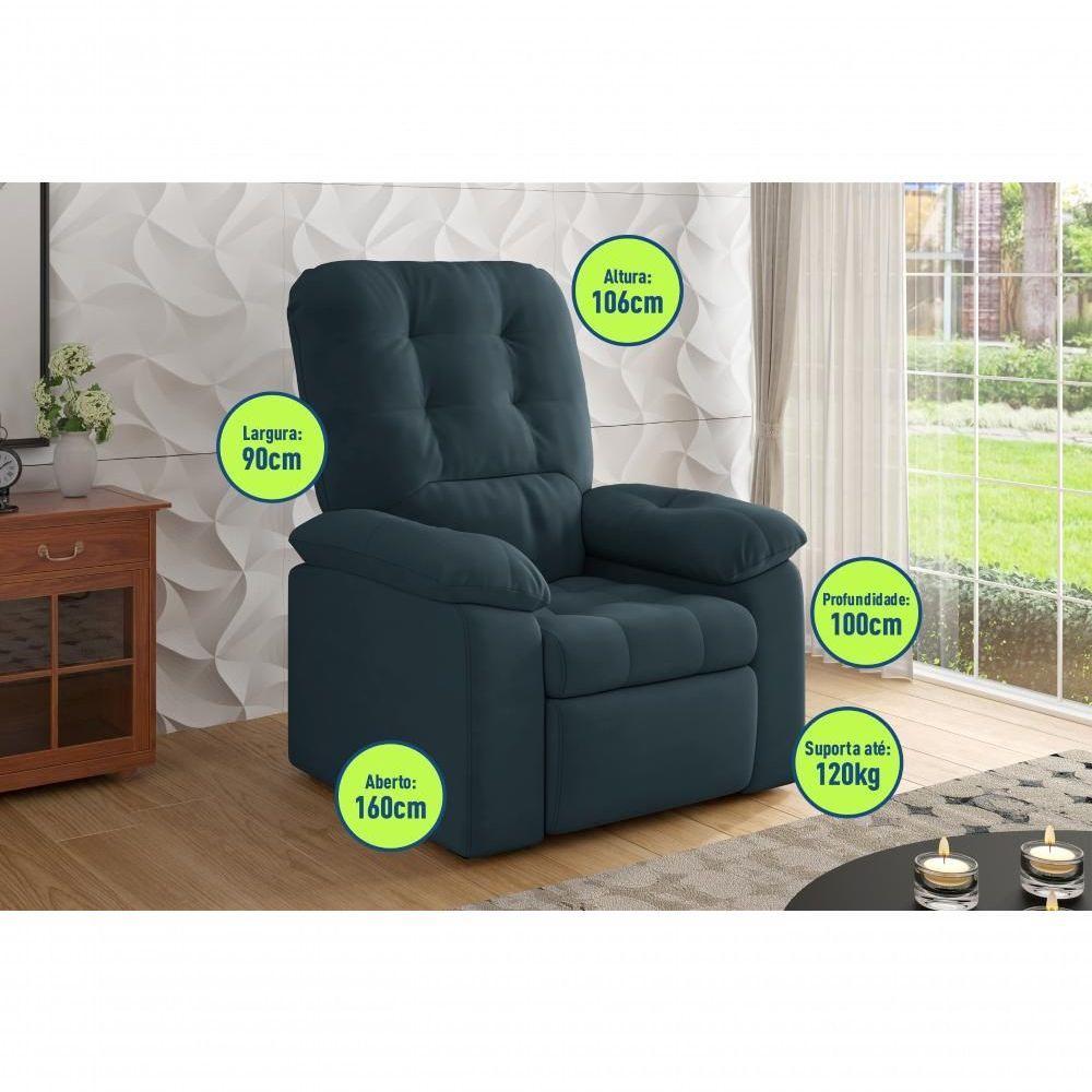 Poltrona Esmeralda Retrátil/reclinável Suede Petróleo - Xflex Sofás - 2