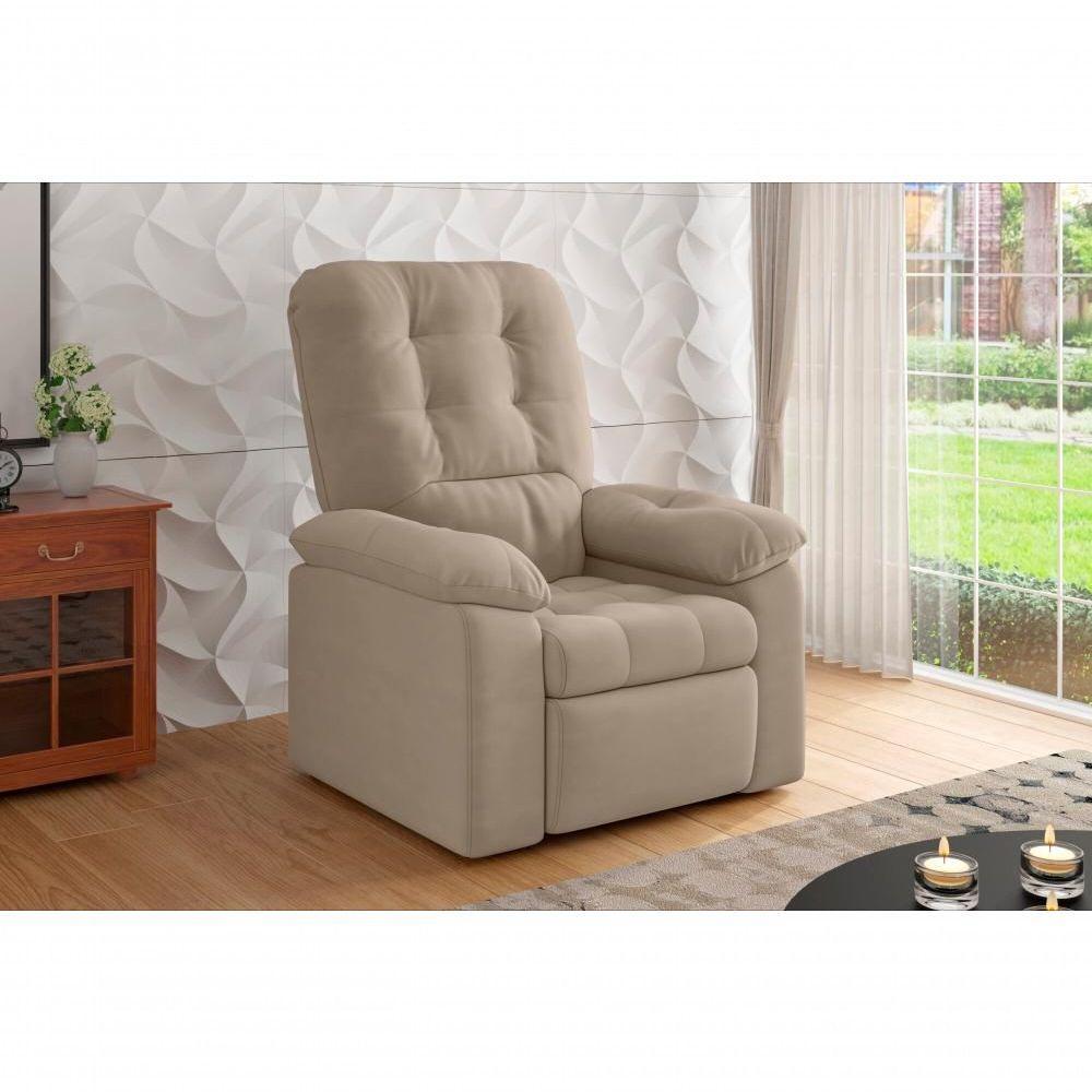 Poltrona Esmeralda Retrátil/reclinável Suede Capuccino - Xflex Sofás - 1