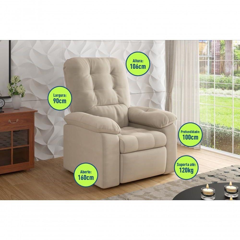 Poltrona Esmeralda Retrátil/reclinável Suede Capuccino - Xflex Sofás - 2