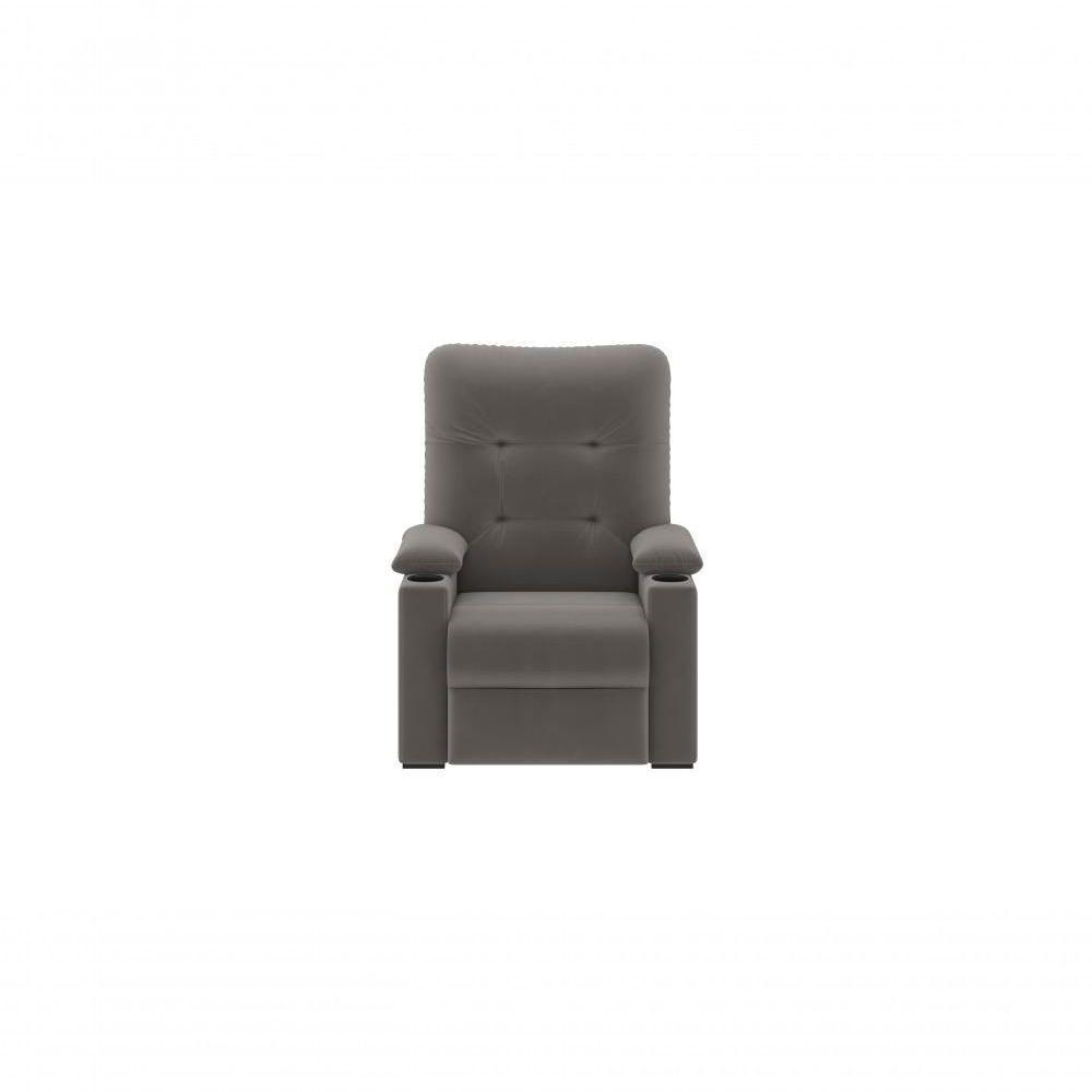 Poltrona Columbia Retrátil/reclinável Porta Copos Suede Cinza - Xflex Sofás - 6