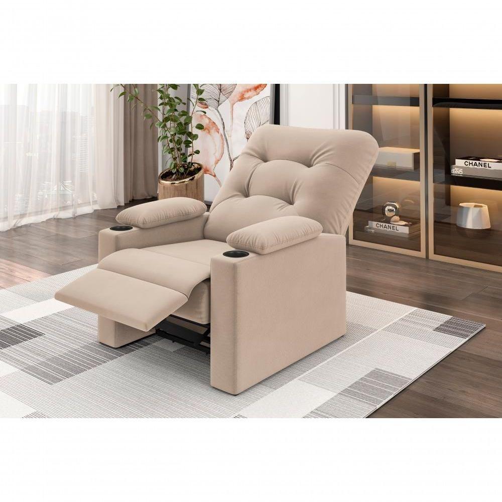 Poltrona Columbia Retrátil/reclinável Porta Copos Suede Capuccino - Xflex Sofás - 1