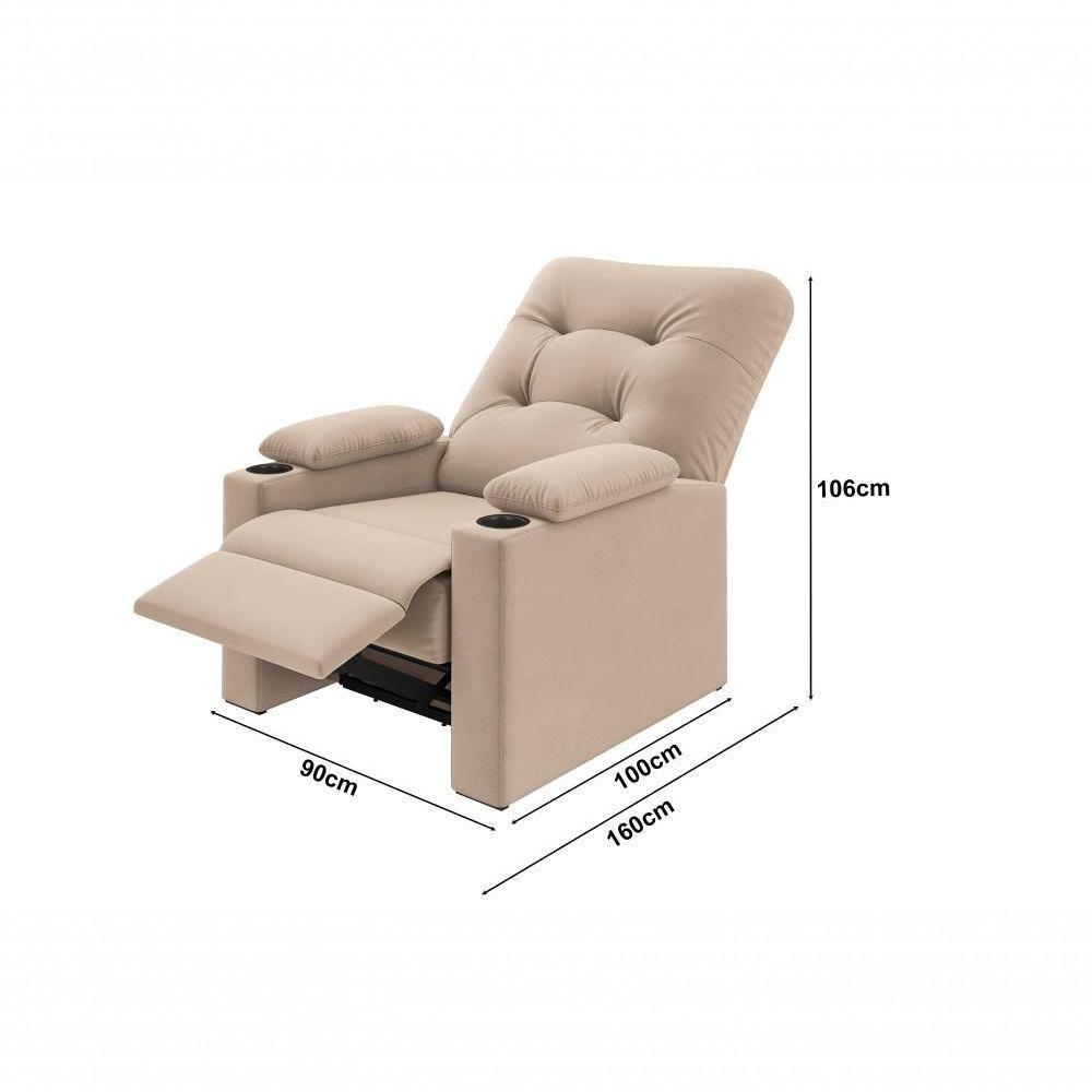 Poltrona Columbia Retrátil/reclinável Porta Copos Suede Capuccino - Xflex Sofás - 5