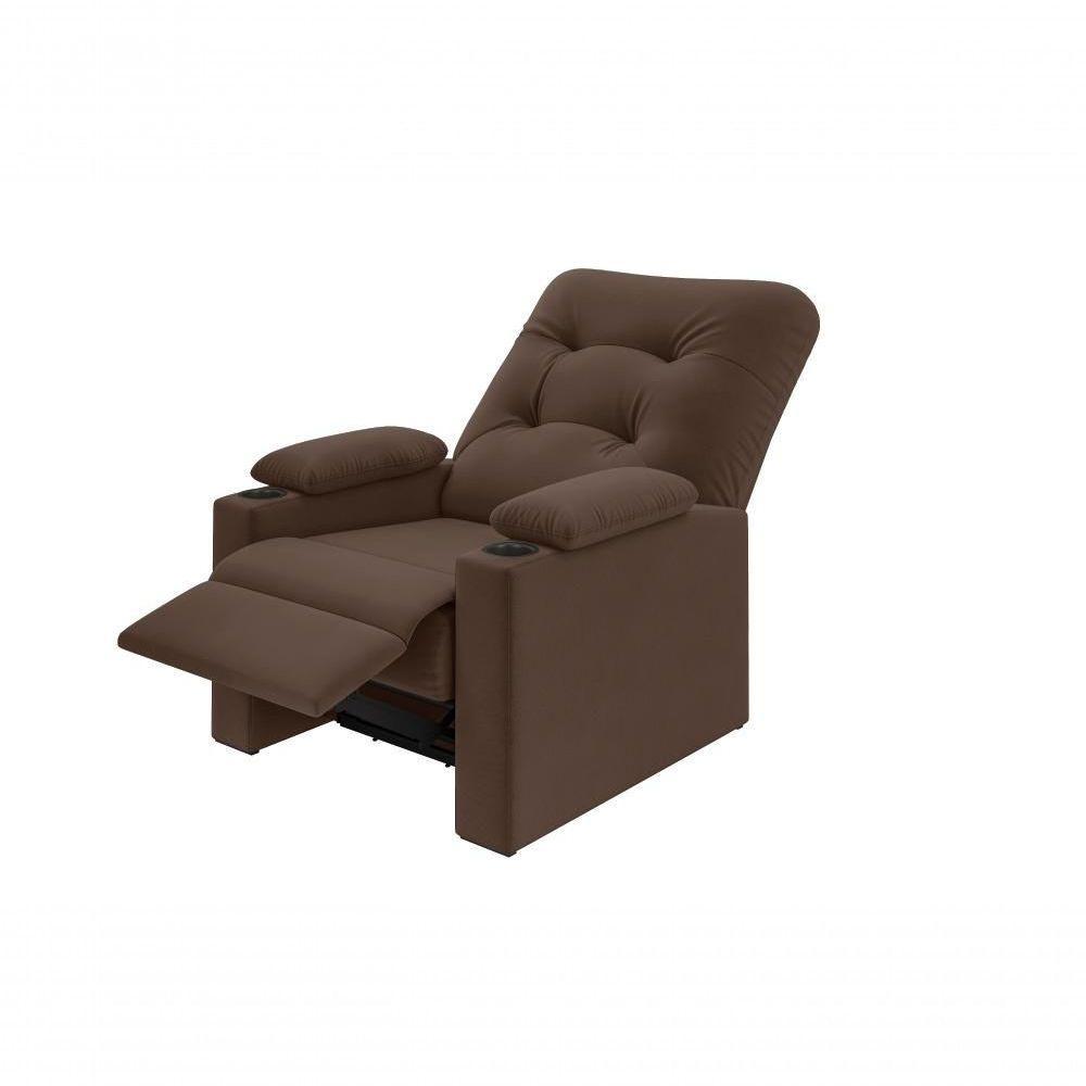 Poltrona Columbia Retrátil/reclinável Porta Copos Suede Marrom - Xflex Sofás - 3