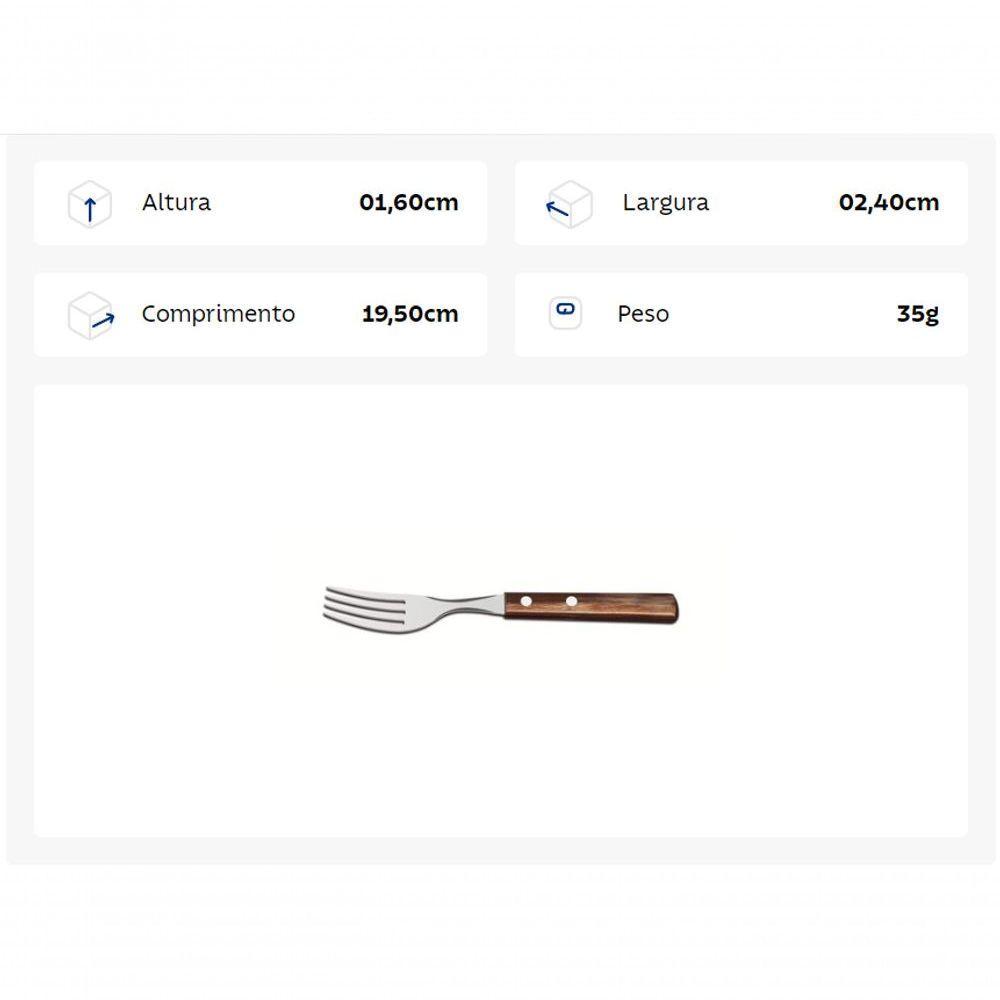 Garfo Mesa Inox Cabo Madeira Polywood Castanho Tramontina 21102/490 - 2