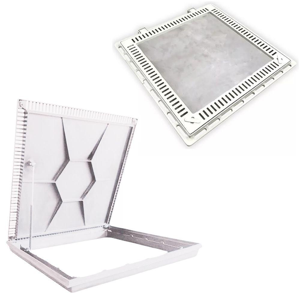 Tampa De Piscina Para Casa De Maquina Com Grelha Invisível 80x80cm Branco - 1
