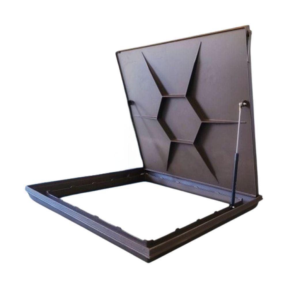 Tampão Tampa Casa De Maquina 80x80 Com Rebaixo Para Piso Aluminio Marrom - 2