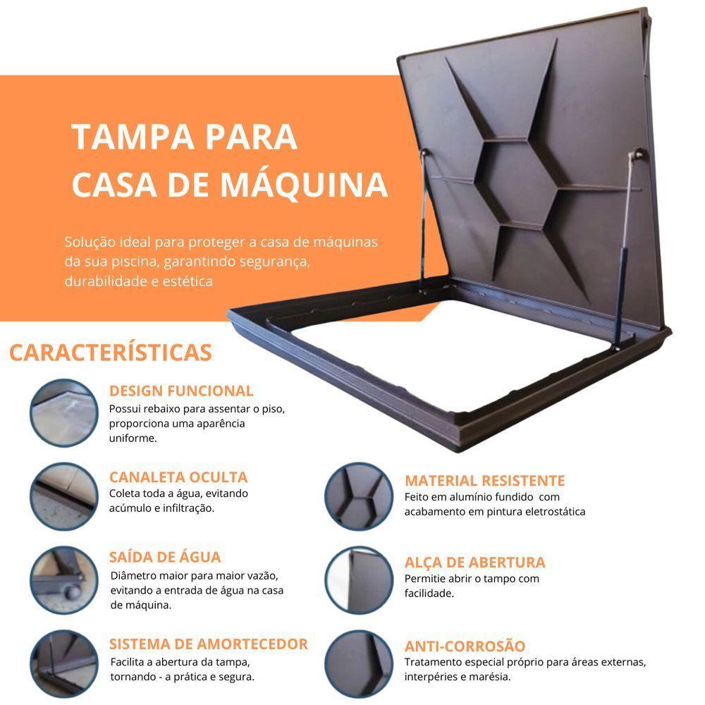 Tampão Tampa Casa De Maquina 80x80 Com Rebaixo Para Piso Aluminio Marrom - 5