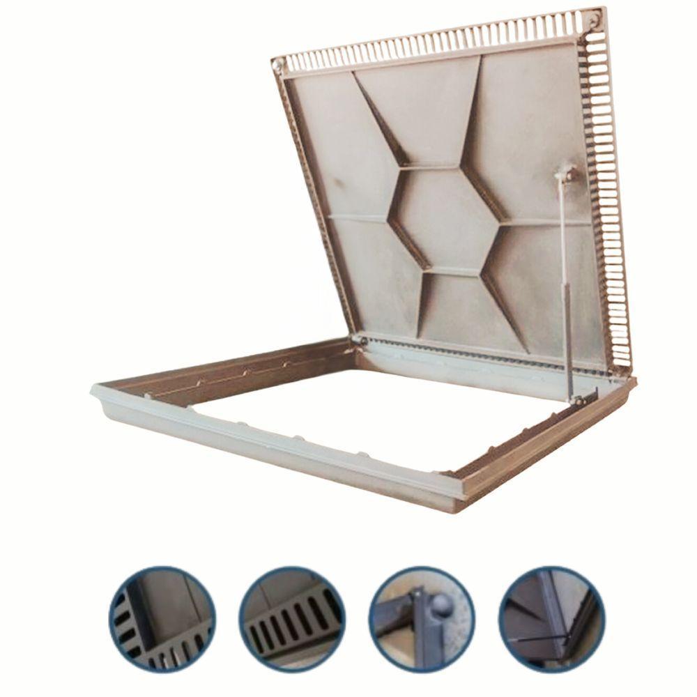 Tampa De Piscina Para Casa De Maquina Com Grelha Invisível 80x80cm Bege Escuro - 2