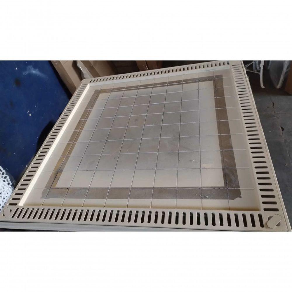 Tampa De Piscina Para Casa De Maquina Com Grelha Invisível 80x80cm Bege Escuro - 4