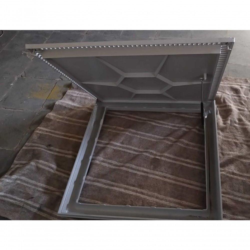 Tampa De Piscina Para Casa De Maquina Com Grelha Invisível 80x80cm Bege Escuro - 9