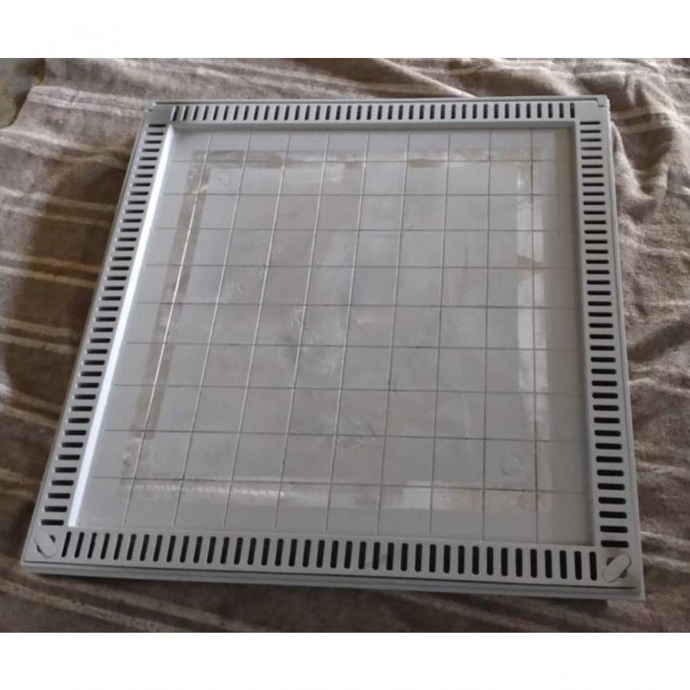 Tampa De Piscina Para Casa De Maquina Com Grelha Invisível 80x80cm Bege Escuro - 10