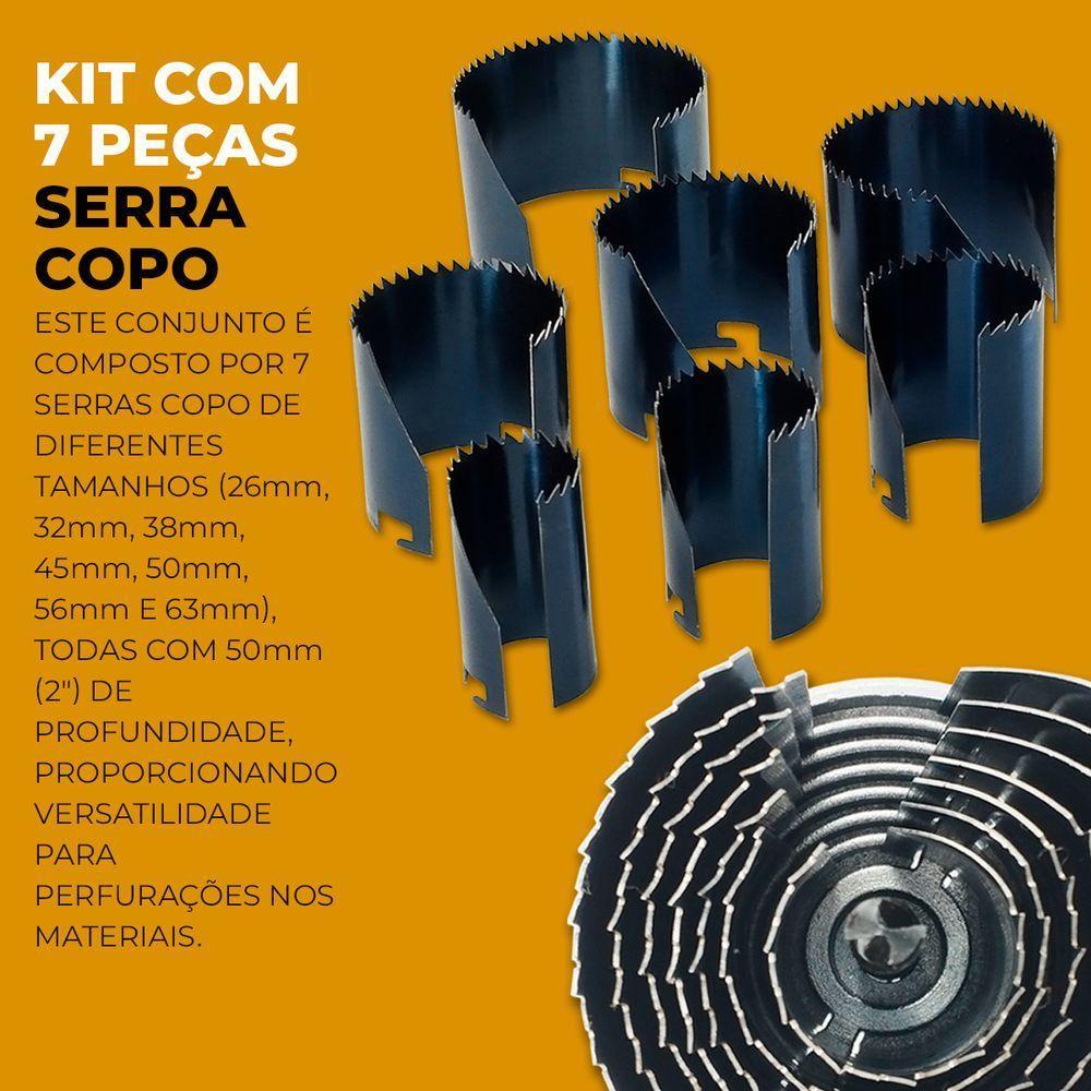 Jogo Kit Serra Copo Madeira 50mm 2\" 7 Peças Único - 4