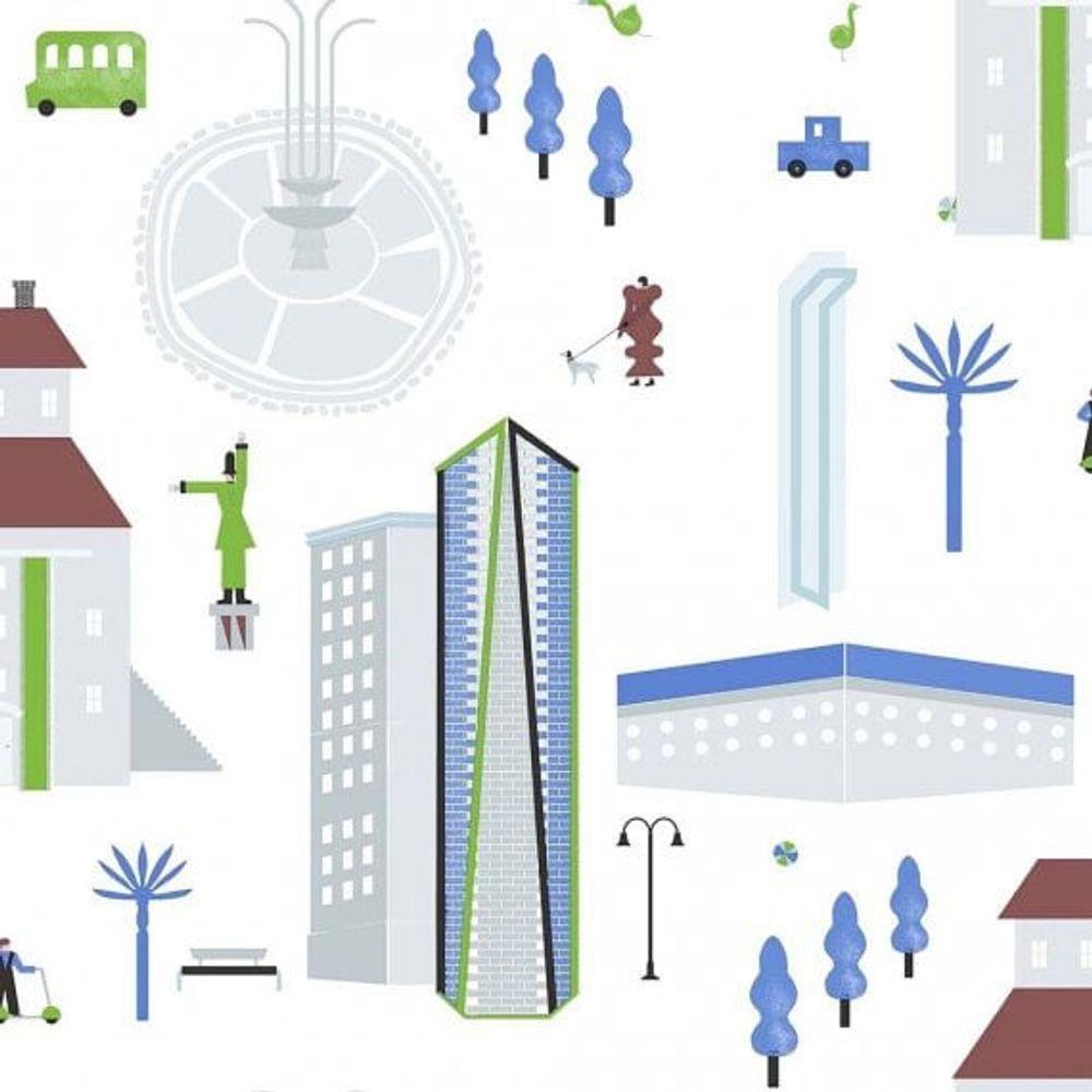 Papel De Parede Play Cidade 97103 - Rolo 10m X 0,53m - 1