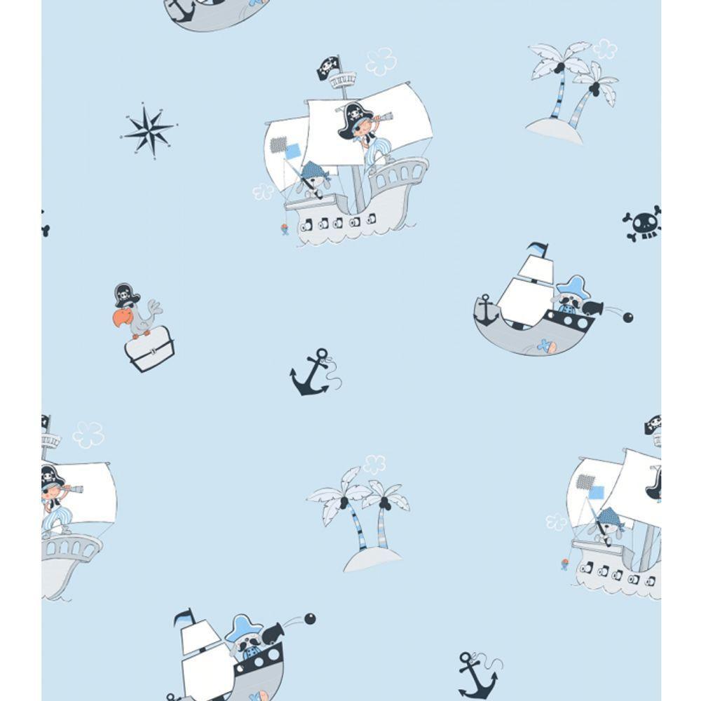 Papel De Parede Treboli Azul Piratas 5833 - Rolo 10m X 0,53m - 1
