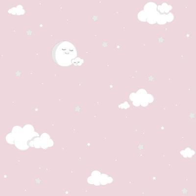 Papel De Parede Lullaby Lua Cheia Rosa 2212 - Rolo 10m X 0,53m