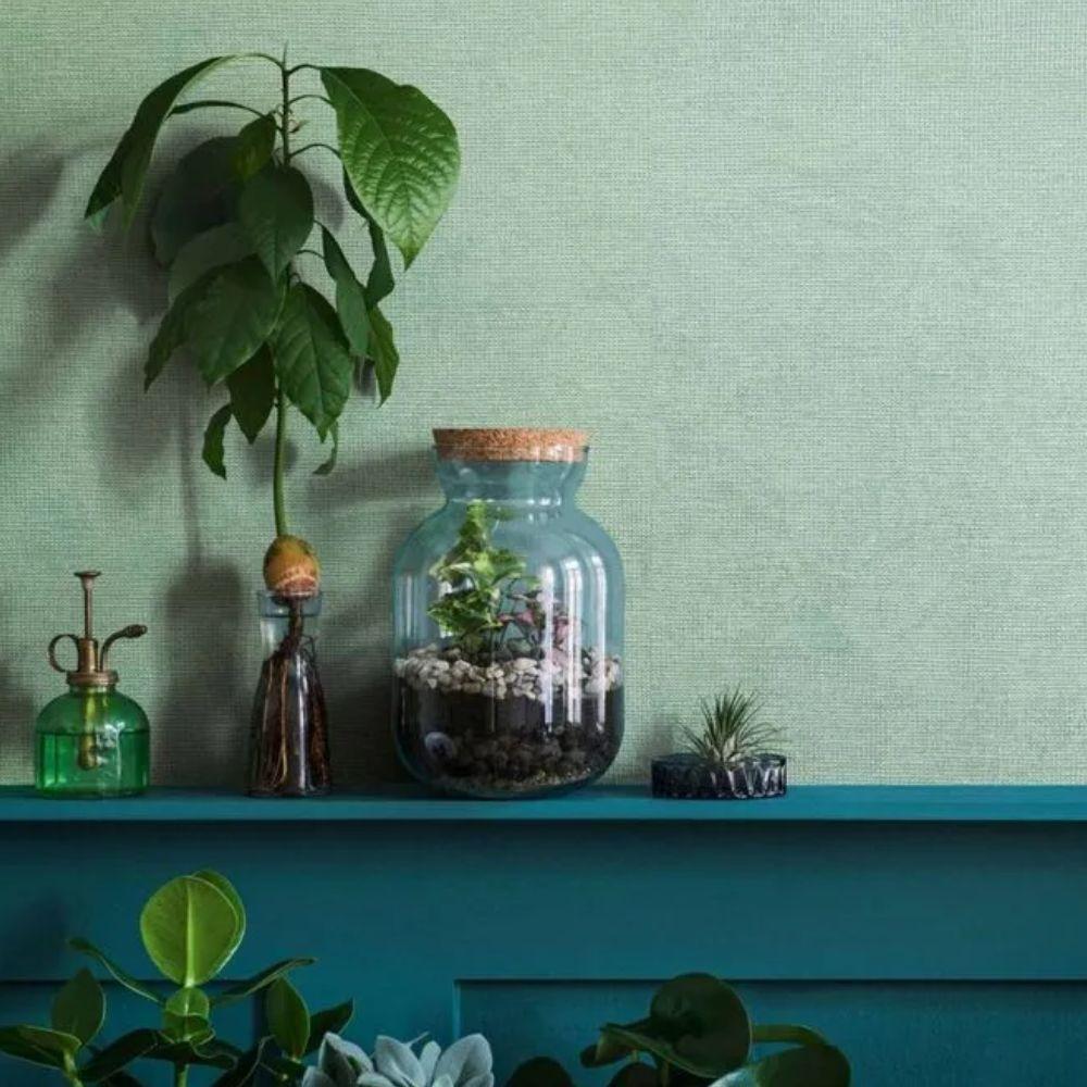 Papel De Parede Ivy Aspecto Têxtil Verde 6804-50 - 1