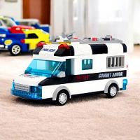 Carro Policia 77 Peças Lego Brinquedo Com Luz Som - 4